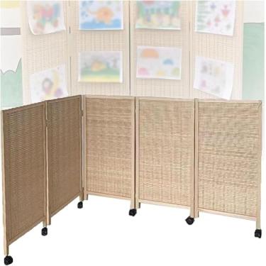 Imagem de 3/4/5/6/7/8 Divisórias De Quarto Curtas De Painel, Telas De Privacidade Dobráveis Móveis, Cercas Decorativas Respiráveis E De Bloqueio De Luz De Bambu, Para Jardi, Brown, 120x40cm-7 panels