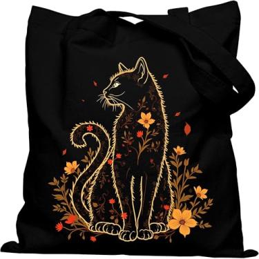 Imagem de Dyale Sacola feminina de lona com fecho de pressão, sacola de leopardo preta estampada dupla face com alças largas nos ombros e bolso interno para viagem, compras, trabalho, viagens