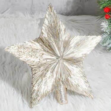Imagem de Topper de árvore de Natal Threehoney Star 21 cm Champagne Gold