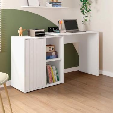 Imagem de Mesa para Computador Amel Home 140cm Porta Ripada de Correr MDP Branco G11 - Gran Belo