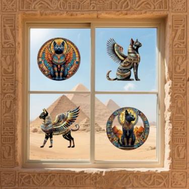 Imagem de Peacoblue Adesivo adesivo adesivo de janela estática dupla face para janelas de carro de vidro grandes, 1 folha, gatinho fofo, 120 x 30 cm, à prova d'água, removível para decoração de sala de aula