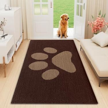 Imagem de Buganda Tapete de porta de cachorro para patas enlameadas, capachos absorventes de sujeira antiderrapante, tapete de baixo perfil lavável para cães de lama, tapete de entrada para piso interno (140 x