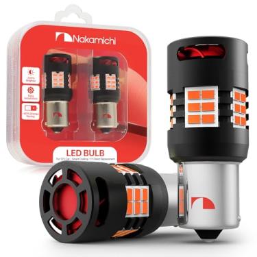 Imagem de Nakamichi Lâmpada LED Automotiva 1156 7506 BA15S, super brilhante, 30 SMD 3020, CANBUS sem erro, ventilador 12.000 RPM, para ré, freio, seta e lanterna traseira (Giallo Âmbar, 30 LEDs Pacote com 2)
