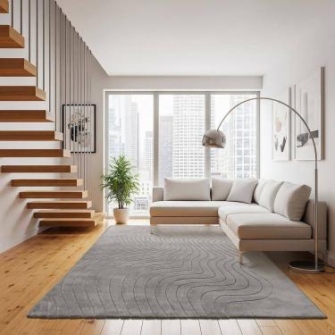 Imagem de Tapete Movimentos Curvas Cromio 200x250cm Tapetes São Carlos