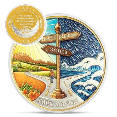 Imagem de Hope Signpost Moeda de sobriedade de 4 meses - Moedas AA Reborn from Storm - Chips e medalhões AA de quatro meses - 1-10 anos NA AA Celebrate Recovery Addicts - Narcóticos Alcoólicos Anônimos