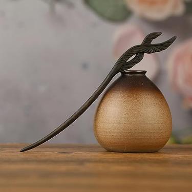 Imagem de Palitos de cabelo ébano acessórios de cabelo vintage flor de madeira grampo de cabelo para mulheres antigo clipe de cabelo fantasia chinesa