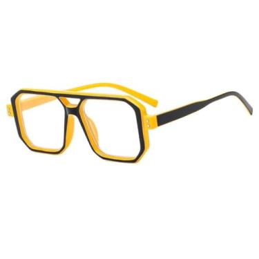 Imagem de Óculos de sol vintage femininos para homens, moda popular, luxuoso, punk, rebite, óculos de grau de duas cores (amarelo, preto, transparente)