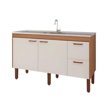 Imagem de Gabinete de Cozinha 154cm 2 Portas Balcão Madeira 100% Mdf (Freijó/Off White)