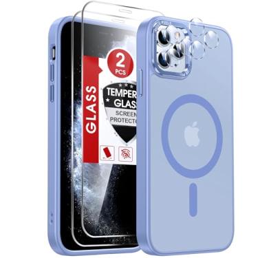 Imagem de LeYi Capas azuis para iPhone-11-Pro-Max com protetor de tela X2 + capa para câmera X2 [compatível com MagSafe] Capa protetora magnética de grau militar para iPhone 11promax i Phone 11pro max, azul