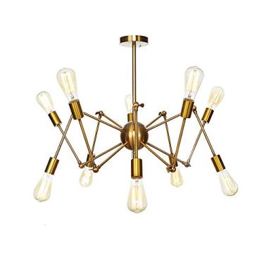 Imagem de Lustre de vento industrial estilo vintage, luzes E27, lustre Sputnik para piso inclinado, teto, quarto, sala de estar, sala de jantar, cozinha, iluminação cromada