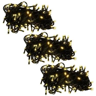 Imagem de Kit 3 Cordões LED 100L Branco Quente Strobo 10m Fio Verde - BRILLIANT 