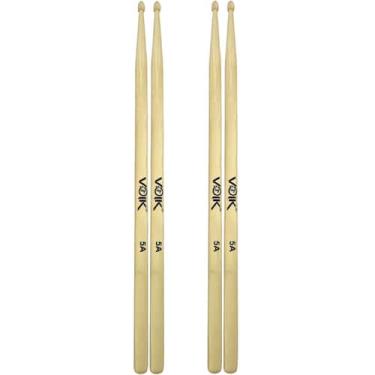 Imagem de Kit Pares de Baquetas Ponta de Madeira Maple Voik 5A, 2