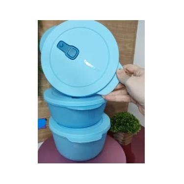 Imagem de Tupperware Kit 03 Tigelas Cristalware Azul geração II - 1,5lt + 1,5 lt + 2 lts