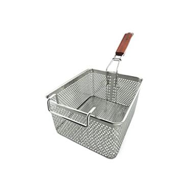 Imagem de Cesta de fritura de aço inoxidável cesta quadrada frita frita cesta de frango frito escorredor de óleo por causa de batatas fritas asas de frango carne fritura cesta