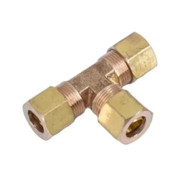 Imagem de Compatível com tubo de 1/20.3 cm 3/40.6 cm 1/10.2 cm 5/40.6 cm 3/20.3 cm 1/5.1 cm 5/20.3 cm T de latão 3 vias de compressão conector de água gás óleo (7,92 mm 5l16 polegadas, 1 peça)