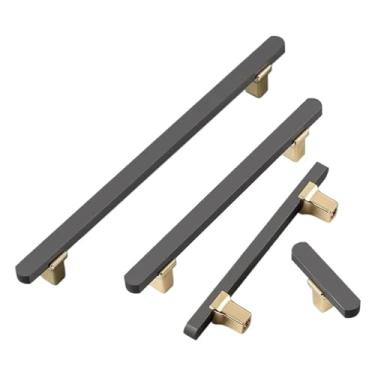 Imagem de CXYFQUUK Puxadores de porta de armário dourados cinza leves puxadores de gaveta de luxo puxadores de porta de guarda-roupa ferragens de porta de móveis 2 peças (192 mm)