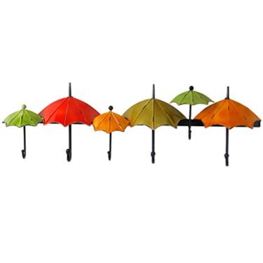 Imagem de Cabides de parede em forma de guarda-chuva, cabide de chapéu moderno colorido, prateleira de armazenamento de metal criativa, gancho de parede decorativo personalizado, para quarto de escritório