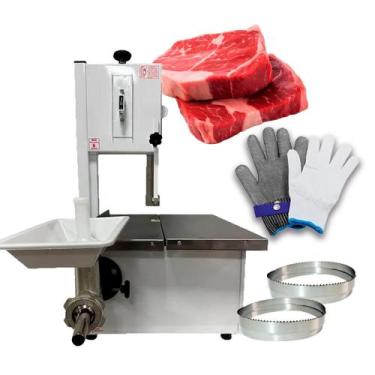 Imagem de Kit Máquina Serra Fita Carne Luva Proteção Lâmina Extra - SEBEM