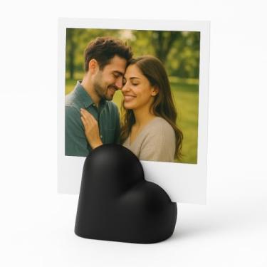 Imagem de Kit 5 Porta Polaroid Coração Preto, Suporte para Fotos Instax Mini, Design Minimalista, PLA Ecológico (Preto)