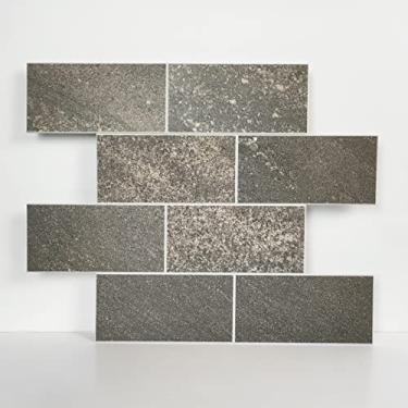 Imagem de COLAMO Superfície luxuosa de 10 folhas de granito preto de pedra sintética, descasque e cole azulejos rígidos de metrô grande para parede, azulejos de backsplash de pia de cozinha, azulejos