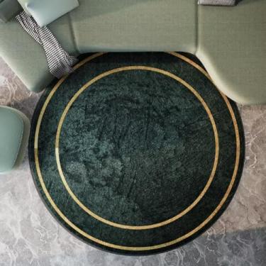 Imagem de ZSSZO Tapete redondo verde esmeralda lavável tapetes circulares modernos para quarto, sala de jantar, sala de estudo, sofá, escritório, decoração interna, tapete antiderrapante, 1,2 m