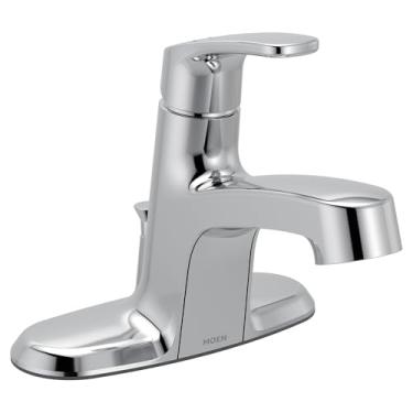 Imagem de Moen Torneira de banheiro Chateau Chrome Single-Handle Centerset, sem conjunto de drenagem, L45701