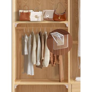 Imagem de 4 ganchos adesivos, armários de roupas sem perfuração, suportes de divisória, suportes de camada, suportes triangulares, placas de camada, suportes de ângulo reto e ganchos sem costura (2 × 4,20 cm)