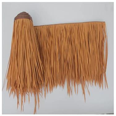 Imagem de Rolo de telhas de palha sintética de palmeira, telhado de palha artificial retardante de chamas Tiki Bar Huts painéis de telhado de palha capa de guarda-chuva decoração de bar tropical de jardim