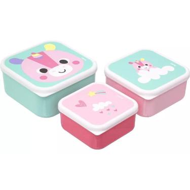 Imagem de Kit 3 Potinhos Bubazoo Unicornio Freezer E Microondas Lanche