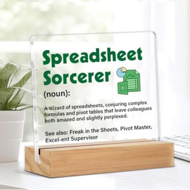 Imagem de Presente engraçado para planilha contador analista de dados especialista em marketing Excel planilha feiticeiro transparente placa decorativa escritório decoração acrílica