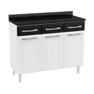 Imagem de Balcão De Cozinha De Aço Triplo Com Tampo Rose Branco - MULTIMOVEIS