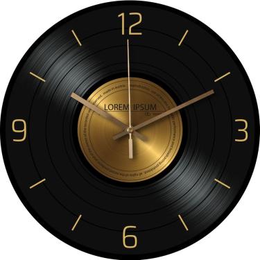 Imagem de Relógio de parede com design de disco de vinil retrô de 30 cm silencioso sem tique-taque