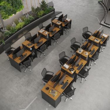 Imagem de Estação De Trabalho 16 Lugares Office Tech 16 Mesas 12 Armár - Preto E Cedro Preto E Cedro