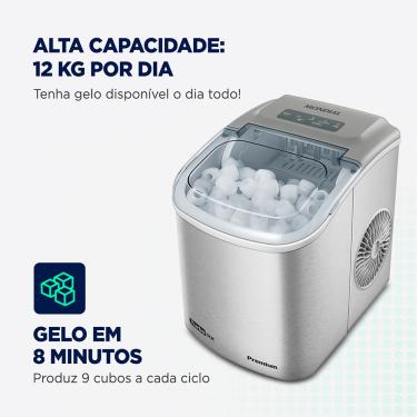 Imagem de Máquina de Gelo Turbo Mondial Ice Premium MG-12-GI Cinza - 127V