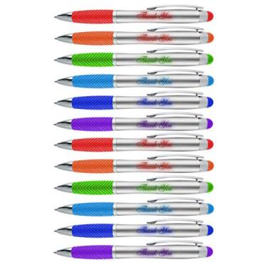 Imagem de Caneta de presente Thank You para o seu chefe, colega de trabalho, esposa, marido, pai mãe, médico, 3 em 1 caneta esferográfica Stylus+ luz de LED compatível com a maioria dos telefones e dispositivos de tela sensível ao toque, pacote multicolorido, Multi-Color-Silver, 14 Pack