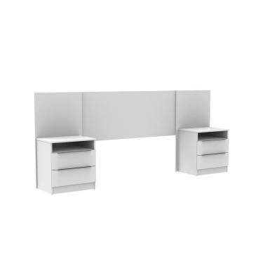 Imagem de Cabeceira Extensível Branco com 2 mesas de cabeceira Madesa