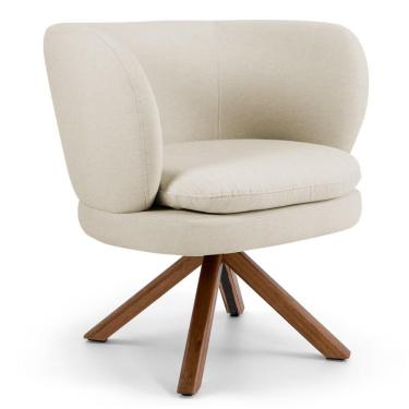 Imagem de Poltrona Decorativa Sala De Estar Melissa Base Giromad Giratória C-107 Linho Bege - Domi