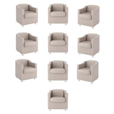 Imagem de Kit 10 Poltronas Para Recepção Clínica Médica Balaqui Decor Cor:courino Bege