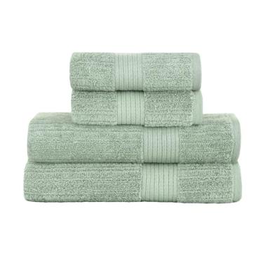 Imagem de Buddemeyer, Kit Jogo de Toalhas Buddemeyer 4 Peças Banho e Rosto Fio Penteado Canelado 100% Algodão Ultrasoft Cor:Verde 3265