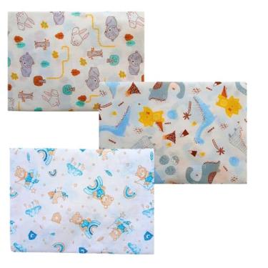 Imagem de Kit Lençol para Mini Berço Moisés Bebê em Percal 150 fios 100% Algodão 2 ou 3 Peças com Elástico (Kit 3 Menino)