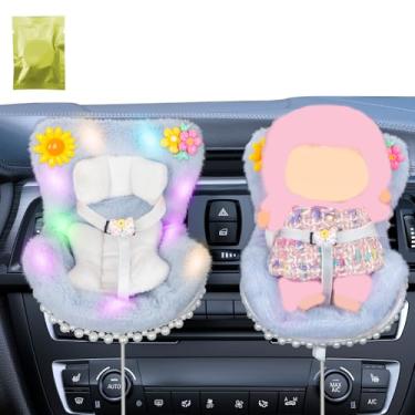 Imagem de Clipe de ventilação para ambientador de carro com luz usado para assento de carro Labubu, tem um assento compatível com acessórios Labubu (USB tipo-azul)