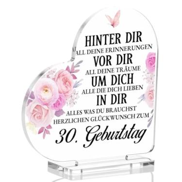 Imagem de Sinal de mesa presente para mulheres 30º aniversário, placa de coração de acrílico, presentes de lembrança de aniversário para 30 anos mãe esposa irmã namorada