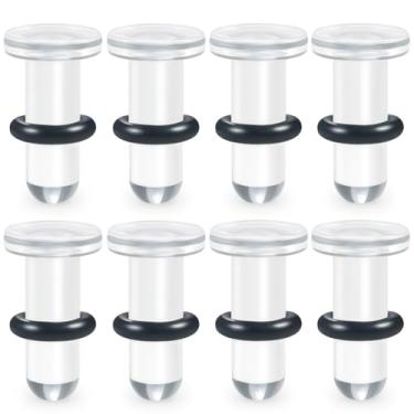 Imagem de Yaalozei Kit de alongamento 14G-00G de acrílico sólido alargador único alargador alargador para orelhas preto transparente com anel de vedação kit de alongamento expansor de orelha piercing corporal