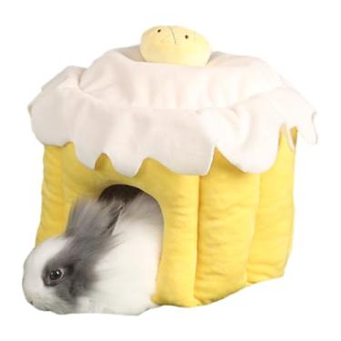 Imagem de Copfeu Esconderijo de porquinho da índia, bonito em forma de bolo, fixável, casa de porquinhos-da-índia, aconchegante, cama para coelho/coelho/hamster/chinchila acessórios de porquinho da índia