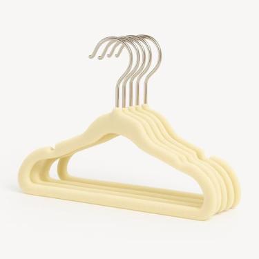 Imagem de Kit 25 Cabides Veludo Infantil Slim Ultrafino Bege/Creme