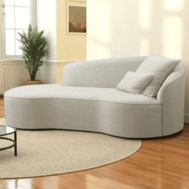 Imagem de Divã Recamier Sofá Curvo Sala De Tv E Estar Recepção Inglaterra 150cm Lado Esquerdo Linho Bege- Mabe Magazine