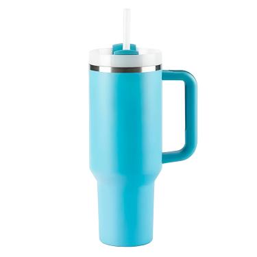 Imagem de Copo Térmico Estilo Quencher 1200ml Inox Portátil Canudo Cor:Azul Bebê