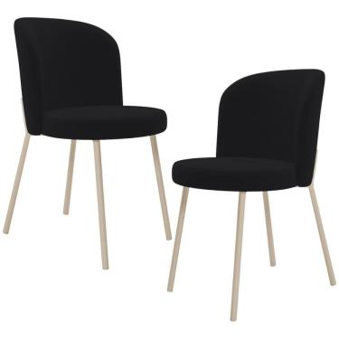 Imagem de Kit 02 Cadeiras Para Sala De Jantar Cozinha Estofada Gavi Arena L02 Suede Preto - Lyam Decor