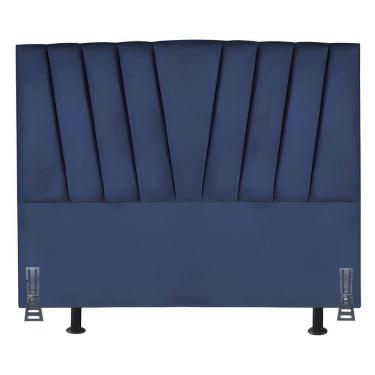 Imagem de Cabeceira Cama Box King 195 Cm Joana Em Suede Com Frame Azul Marinho