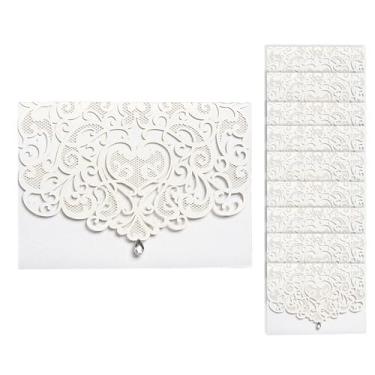 Imagem de Dpofirs Conjunto de Cartões de Convite de Casamento |Design Elegante Floral Oco Com Envelopes, Interior Em Branco para Mensagens Personalizadas (10 unidades)